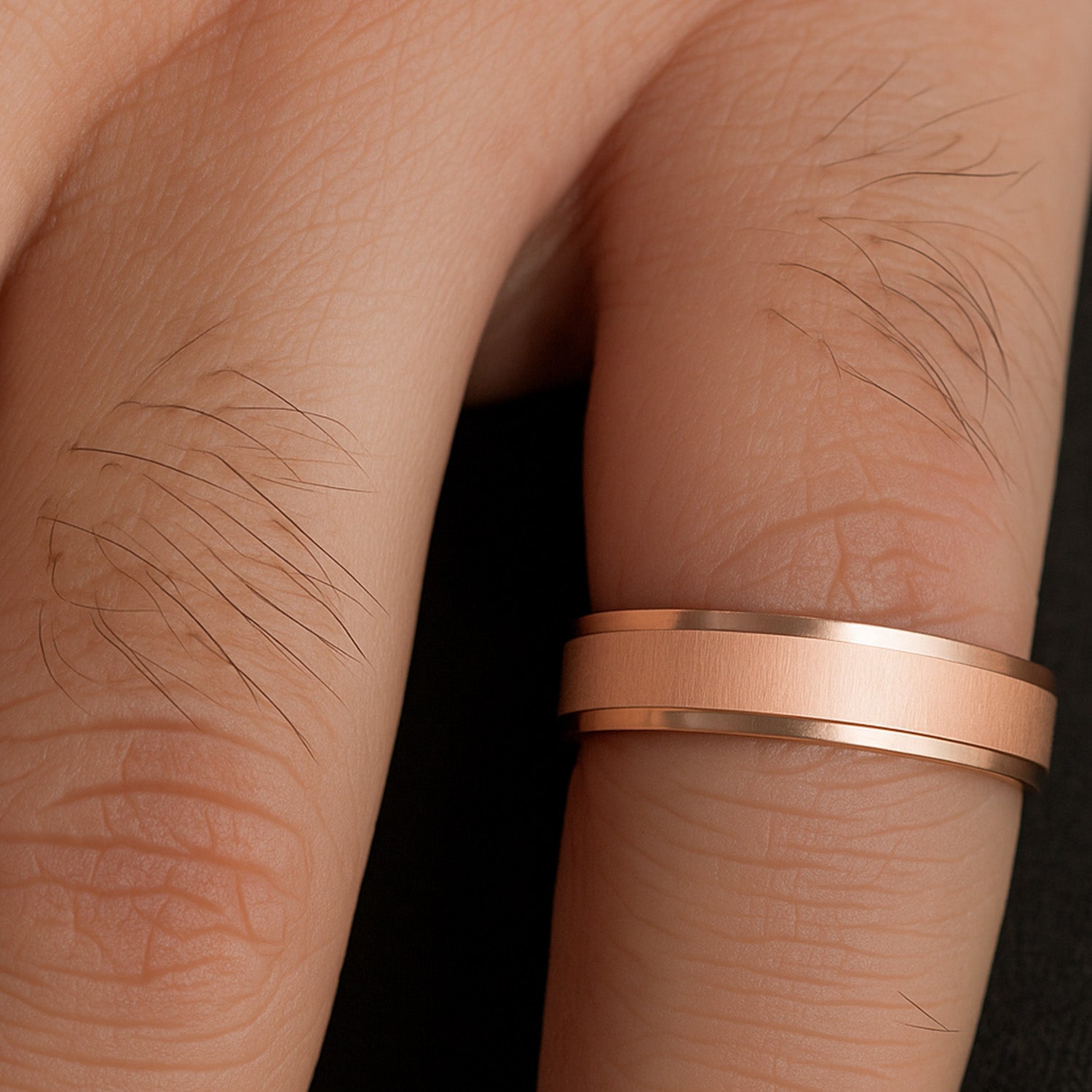 Blisse Allure 925 Sterling Silver Band with Rose Gold Finish for Men