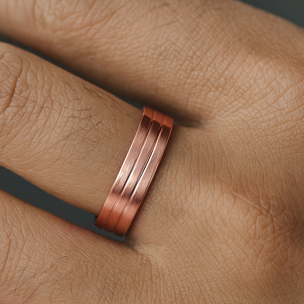 Blisse Allure 925 Sterling Silver Band with Rose Gold Finish for Men