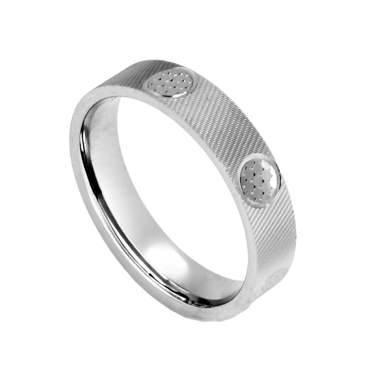 Blisse Allure 925 Sterling Silver Textured Band with Hammered Dot Accents For Men
