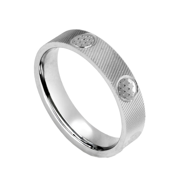 Blisse Allure 925 Sterling Silver Textured Band with Hammered Dot Accents For Men