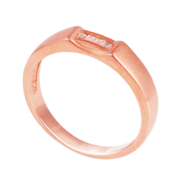 Blisse Allure 925 Sterling Silver Band with Rectangular Three-Stone Setting in Rose Gold FinishFor Men
