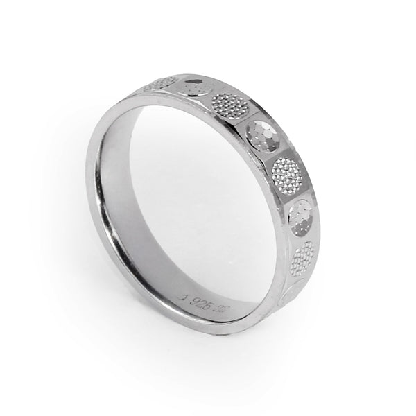 Blisse Allure 925 Sterling Silver Band with Smooth & Textured Design