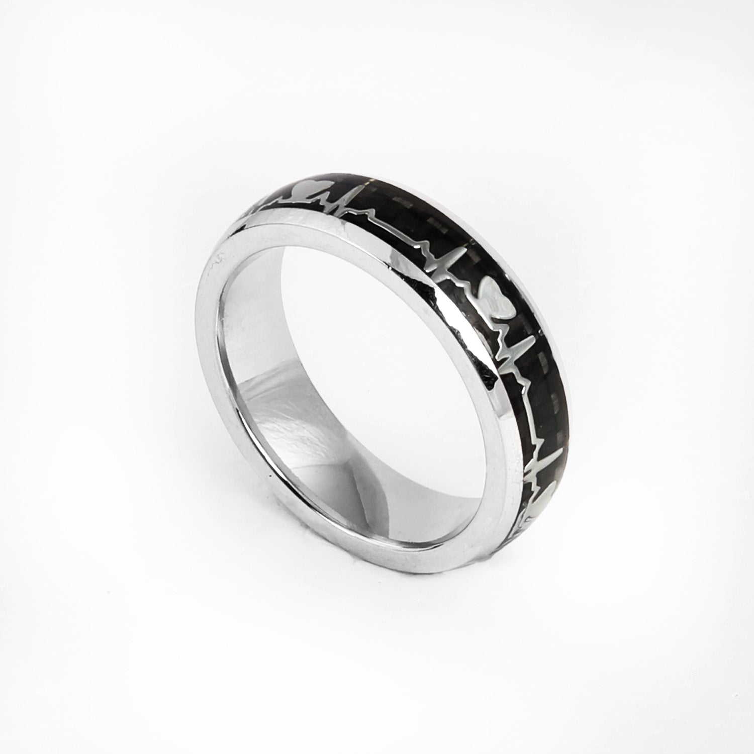 Blisse Allure 925 Sterling Silver Vital Rhythm Band with Black Inlay For Men
