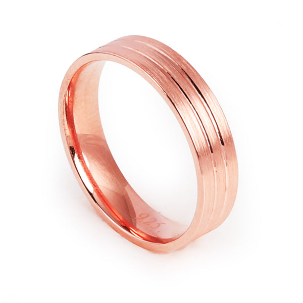 Blisse Allure 925 Sterling Silver Band with Rose Gold Finish for Men