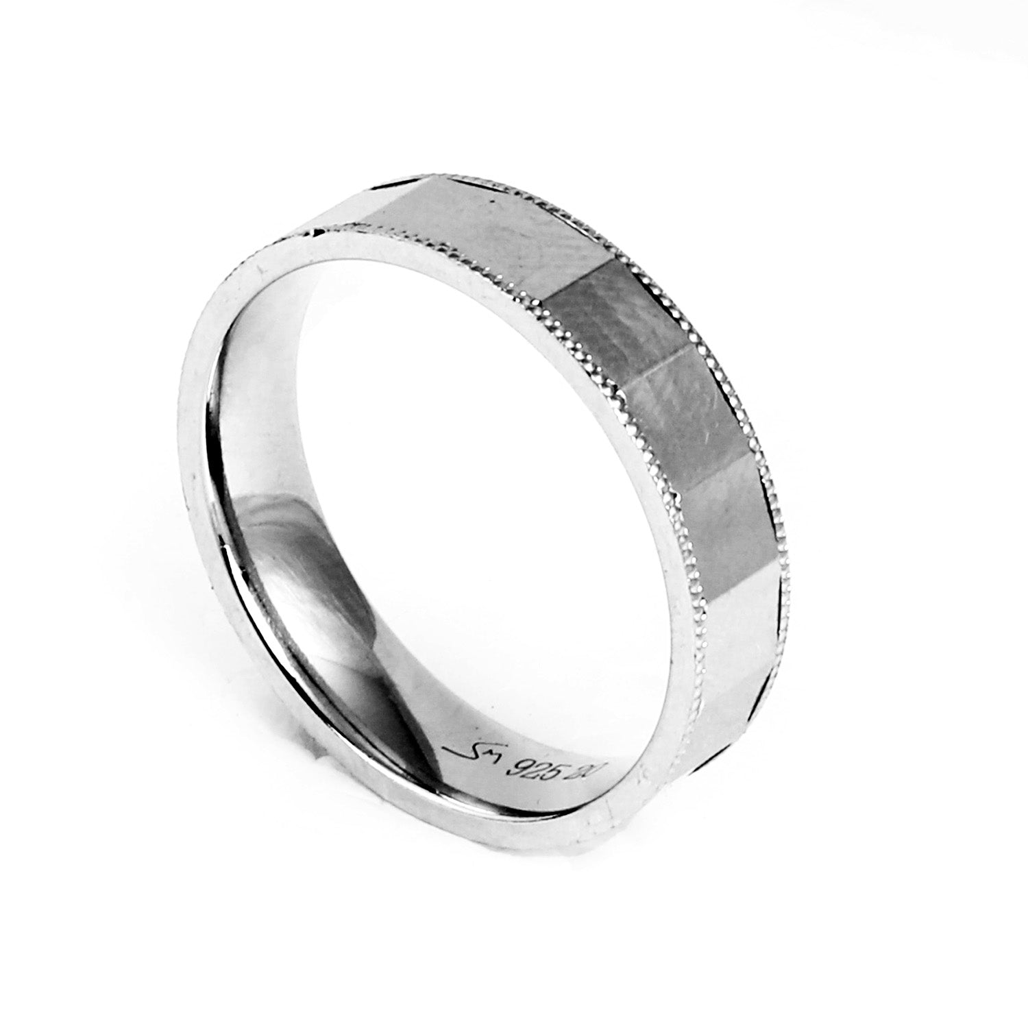 Blisse Allure 925 Sterling Silver Faceted Band for Men