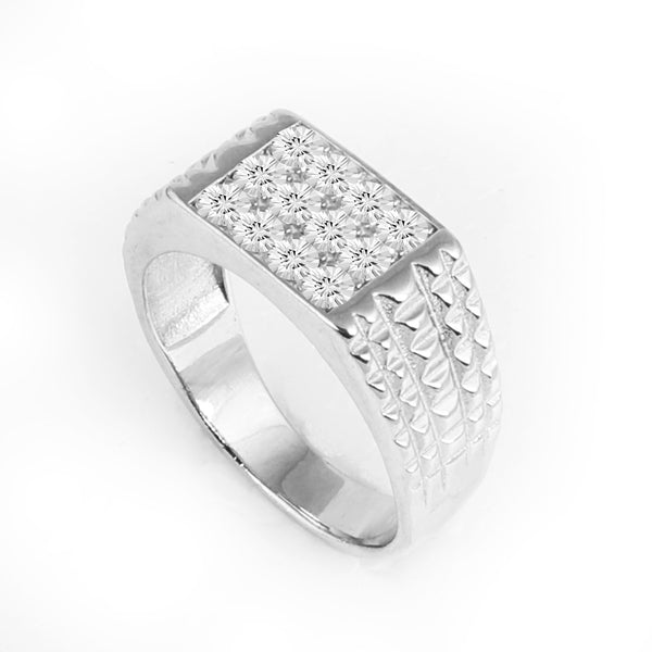 Blisse Allure 925 Sterling Silver Ring with Diamond-Cut Pattern for Men