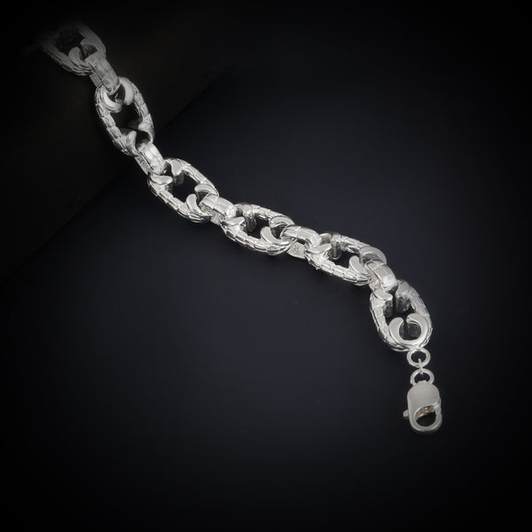 Blisse Allure 925 Elegant Hammered Silver Link Bracelet For Men