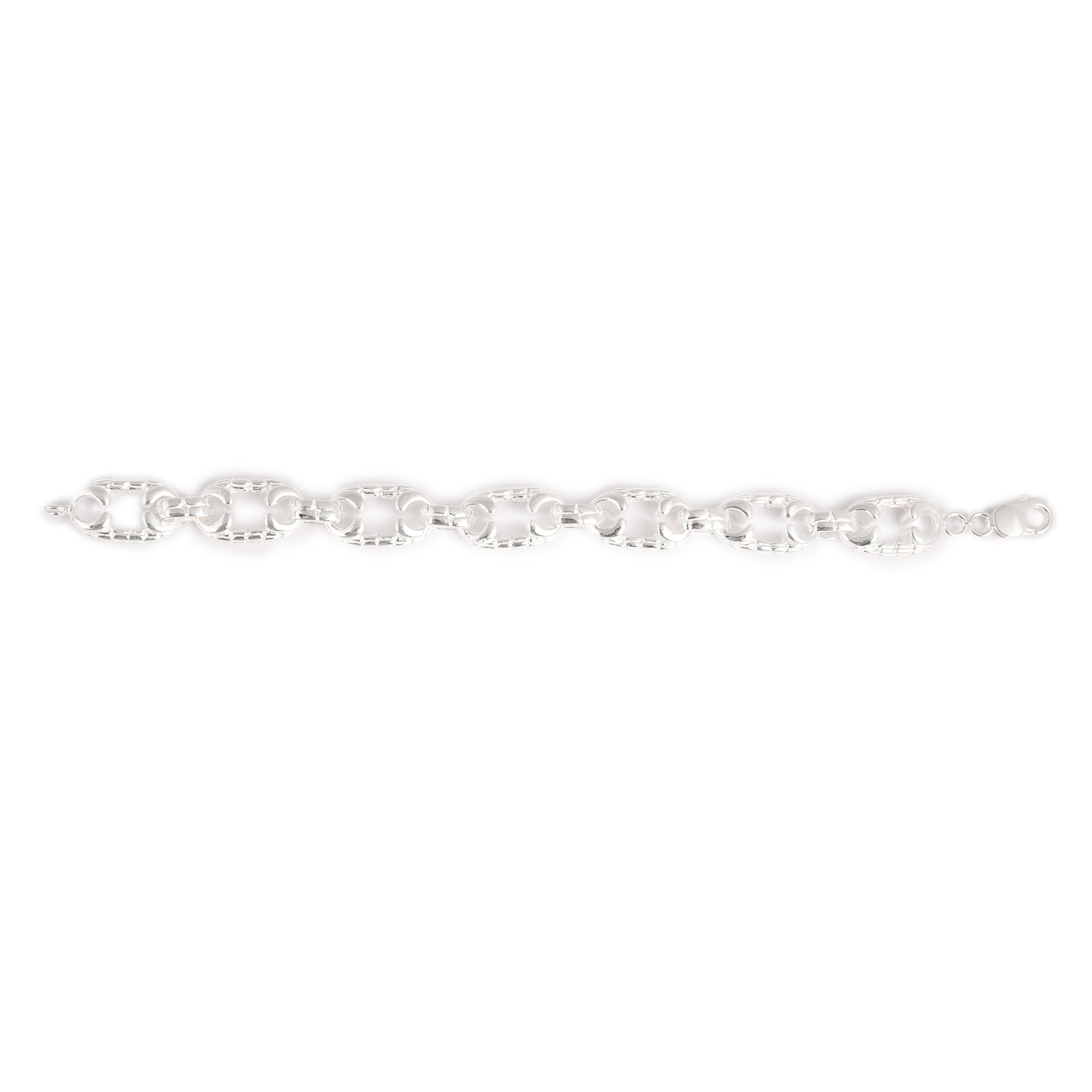 Blisse Allure 925 Elegant Hammered Silver Link Bracelet For Men