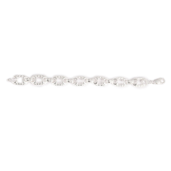 Blisse Allure 925 Elegant Hammered Silver Link Bracelet For Men
