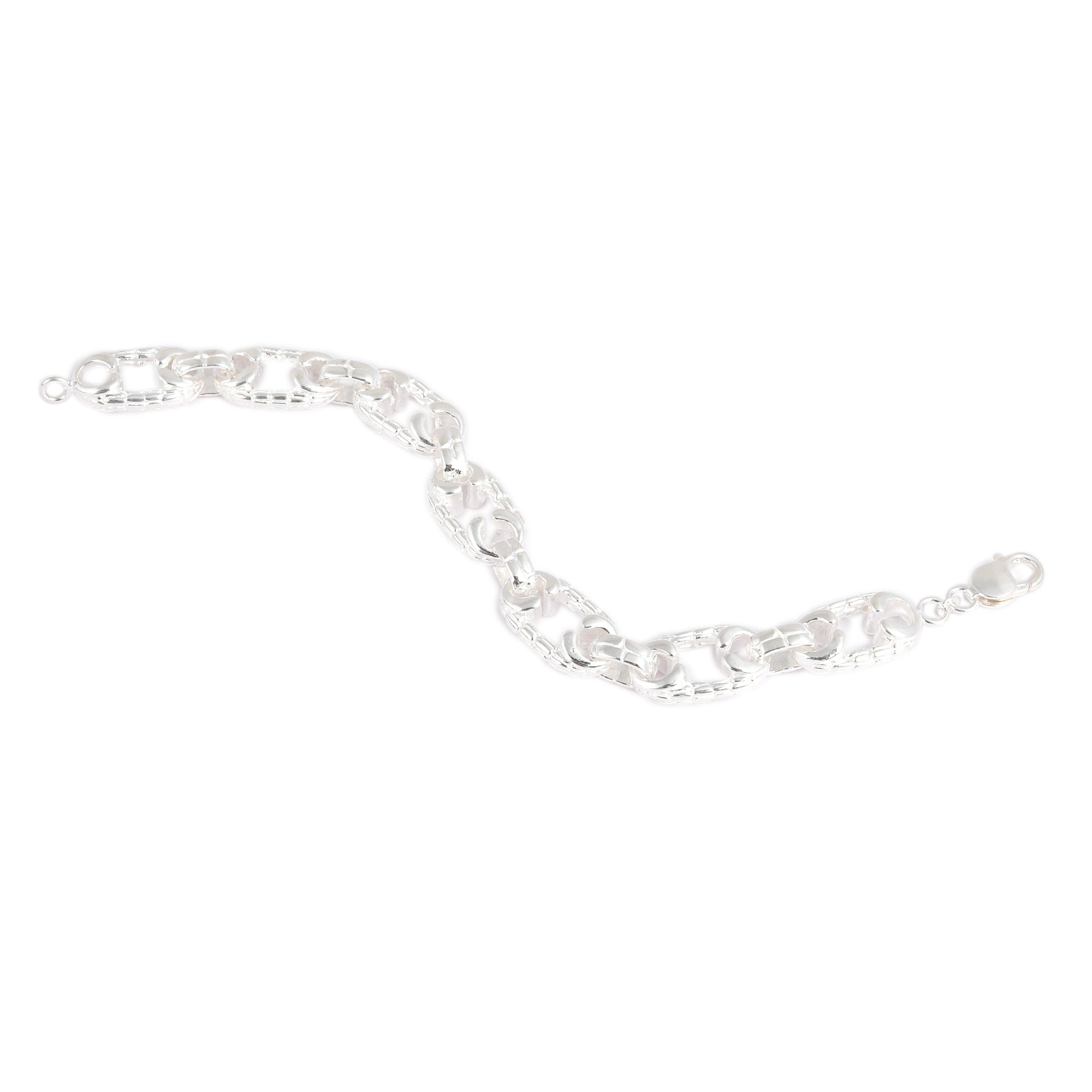 Blisse Allure 925 Elegant Hammered Silver Link Bracelet For Men