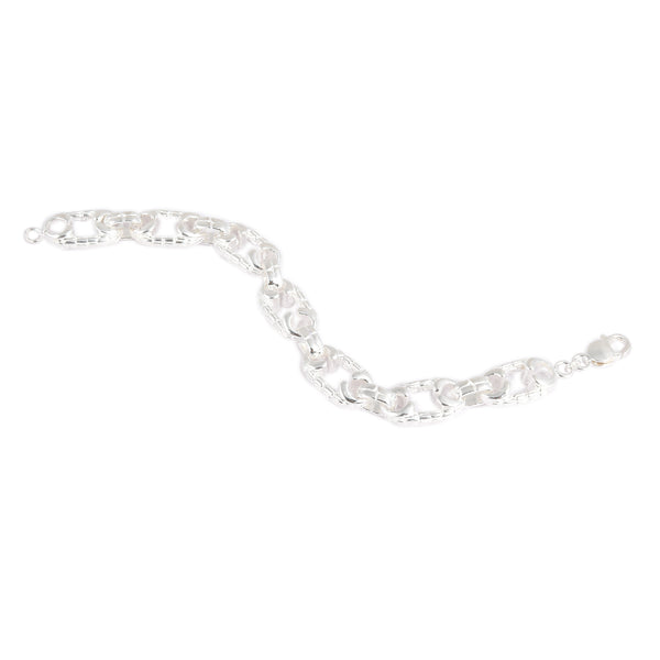 Blisse Allure 925 Elegant Hammered Silver Link Bracelet For Men