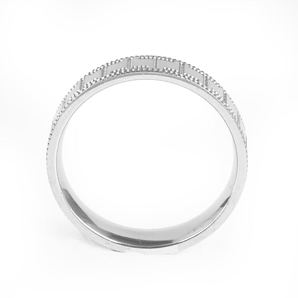 BlisseAllure 925 Sterling Silver Men's Band with Rectangular Beaded Design