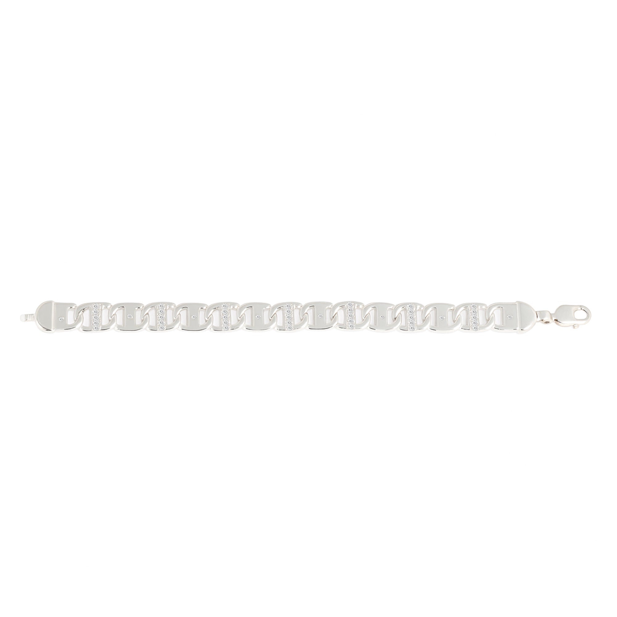 Blisse Allure 925 Sterling Silver Link Bracelet with CZ for Men
