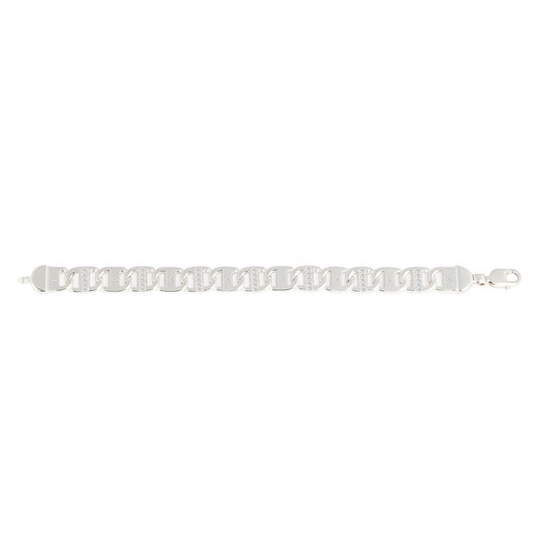 Blisse Allure 925 Sterling Silver Link Bracelet with CZ for Men