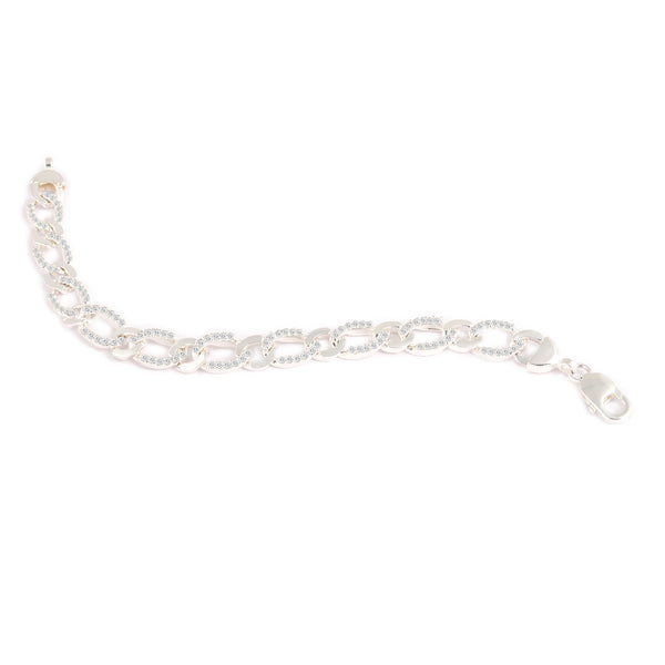 Blisse Allure 925 Sparkling Silver Cuban Link Men's Bracelet with Diamond-Cut Texture