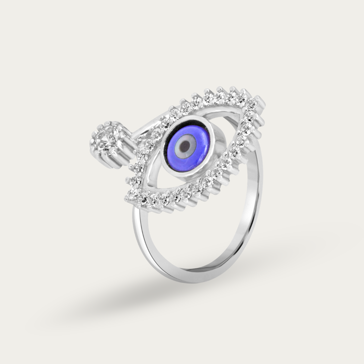 Blisse Allure – 925 Sterling Silver Evil Eye Adjustable Statement Ring