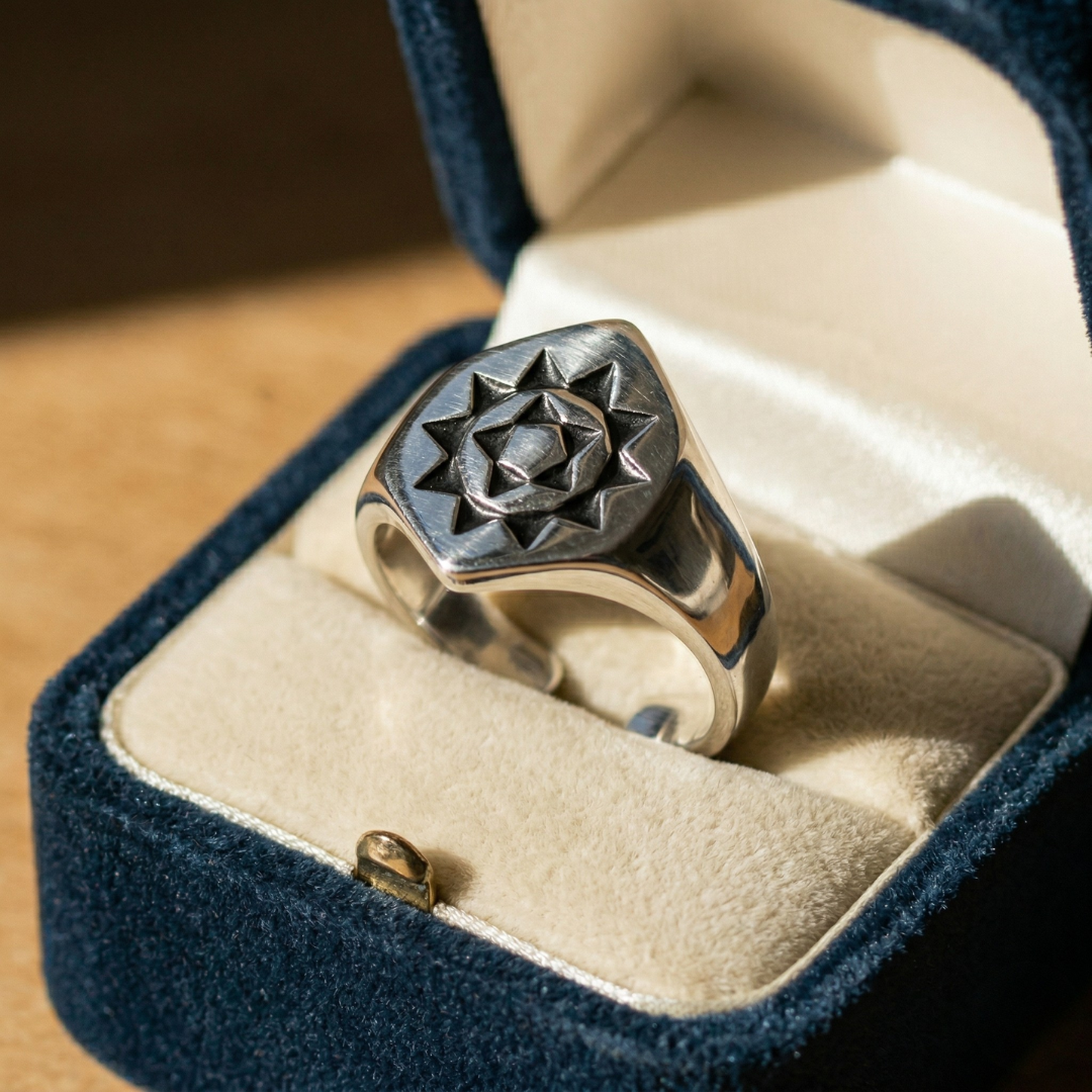 Blisse Allure – 925 Sterling Silver Geometric Sunburst Band Ring