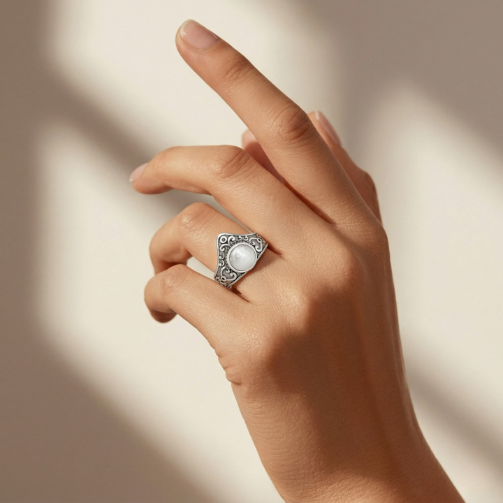 Blisse Allure – 925 Sterling Silver Vintage Pearl Statement Ring