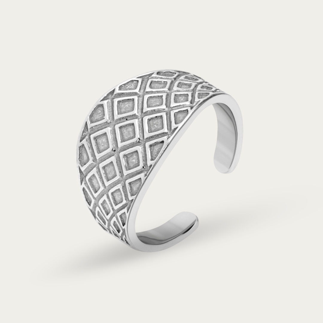 Blisse Allure – 925 Sterling Silver Textured Lattice Band Ring