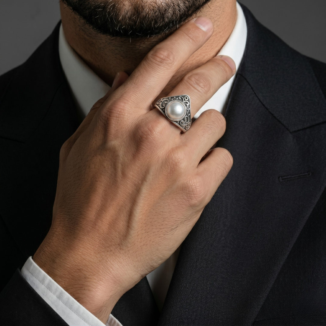 Blisse Allure – 925 Sterling Silver Vintage Pearl Statement Ring