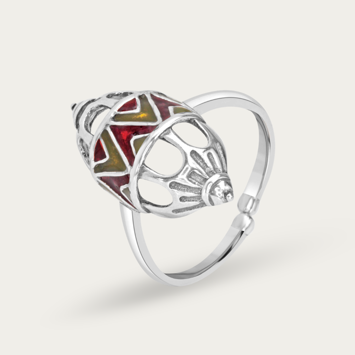 Blisse Allure – 925 Sterling Silver Tribal Geometric Enamel Ring