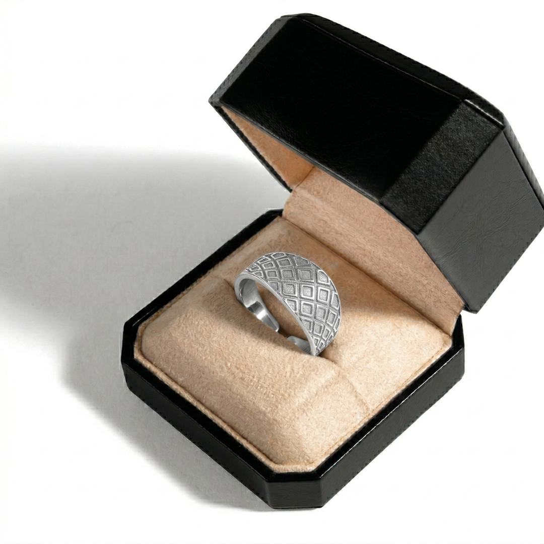 Blisse Allure – 925 Sterling Silver Textured Lattice Band Ring