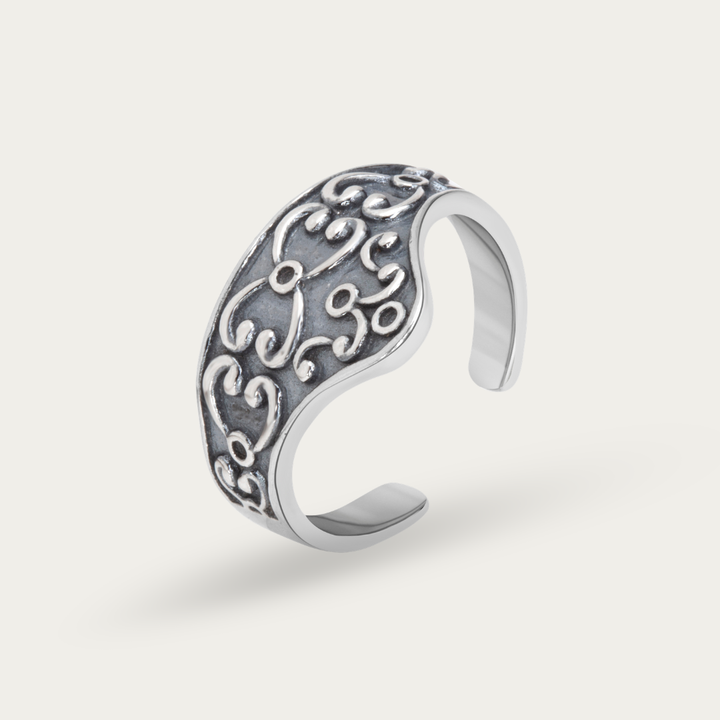 Blisse Allure – 925 Sterling Silver Vintage Scrollwork Statement Ring