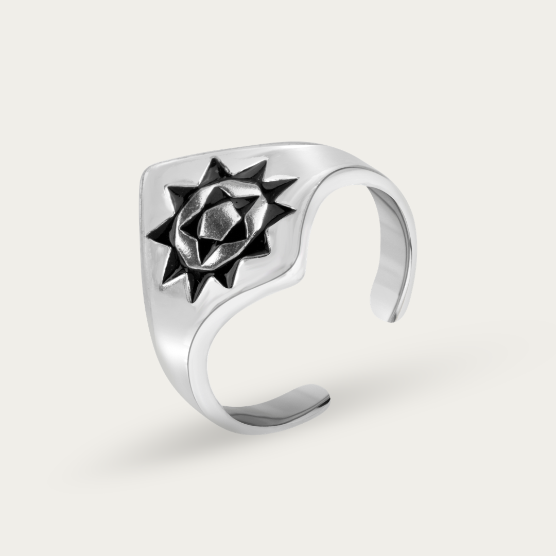 Blisse Allure – 925 Sterling Silver Geometric Sunburst Band Ring