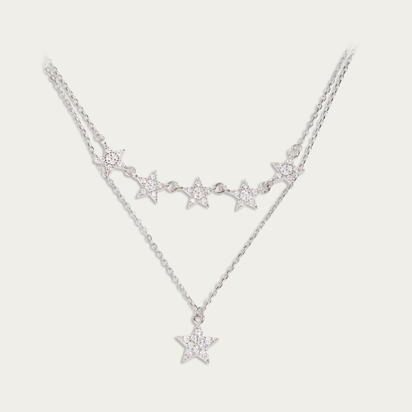 Blisse Allure Sterling Silver Clavicle Layered Star Necklace