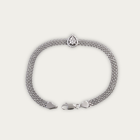 Blisse Allure Sterling Silver Pear shaped Cz Mesh linked Bracelet