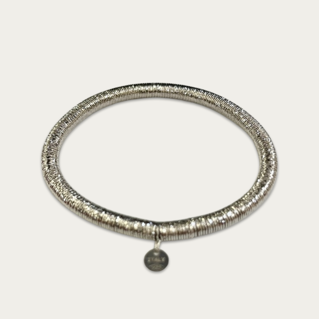 Italian Sterling Flexible Wire Wrapped Mesh Bracelet.