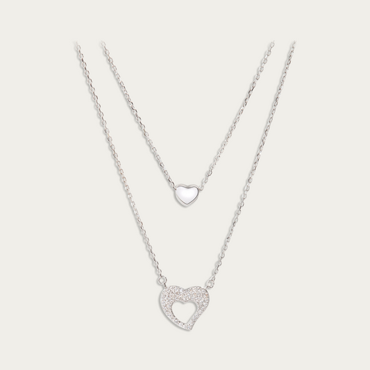 Blisse Allure Sterling Silver Dual Heart Layered Necklace