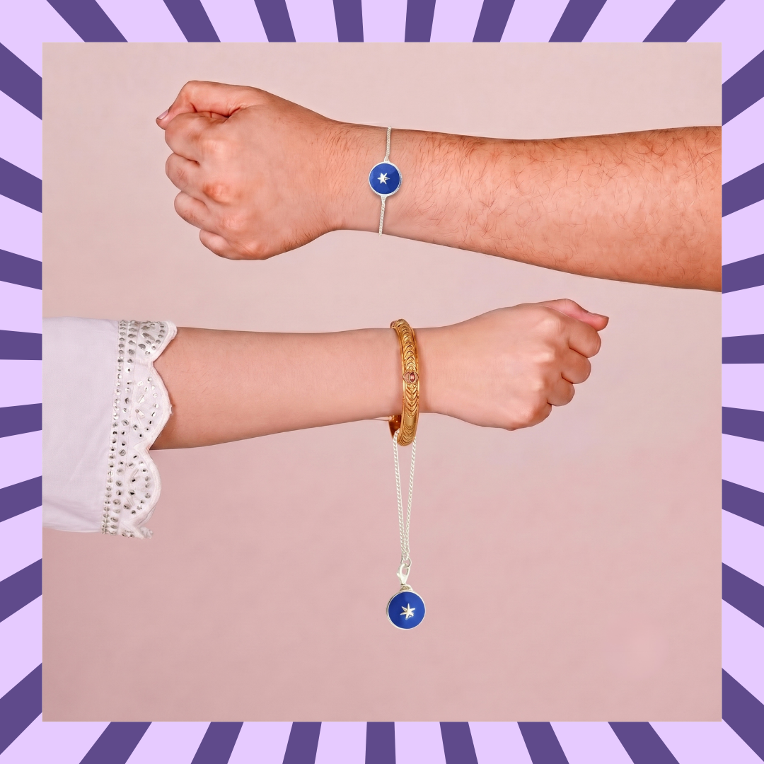 Blisse Allure Sterling Silver Evening Star Rakhi and Lumba Combo