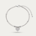 Blisse allure 925 Sterling Silver Double Layer Heart Charm Bracelet