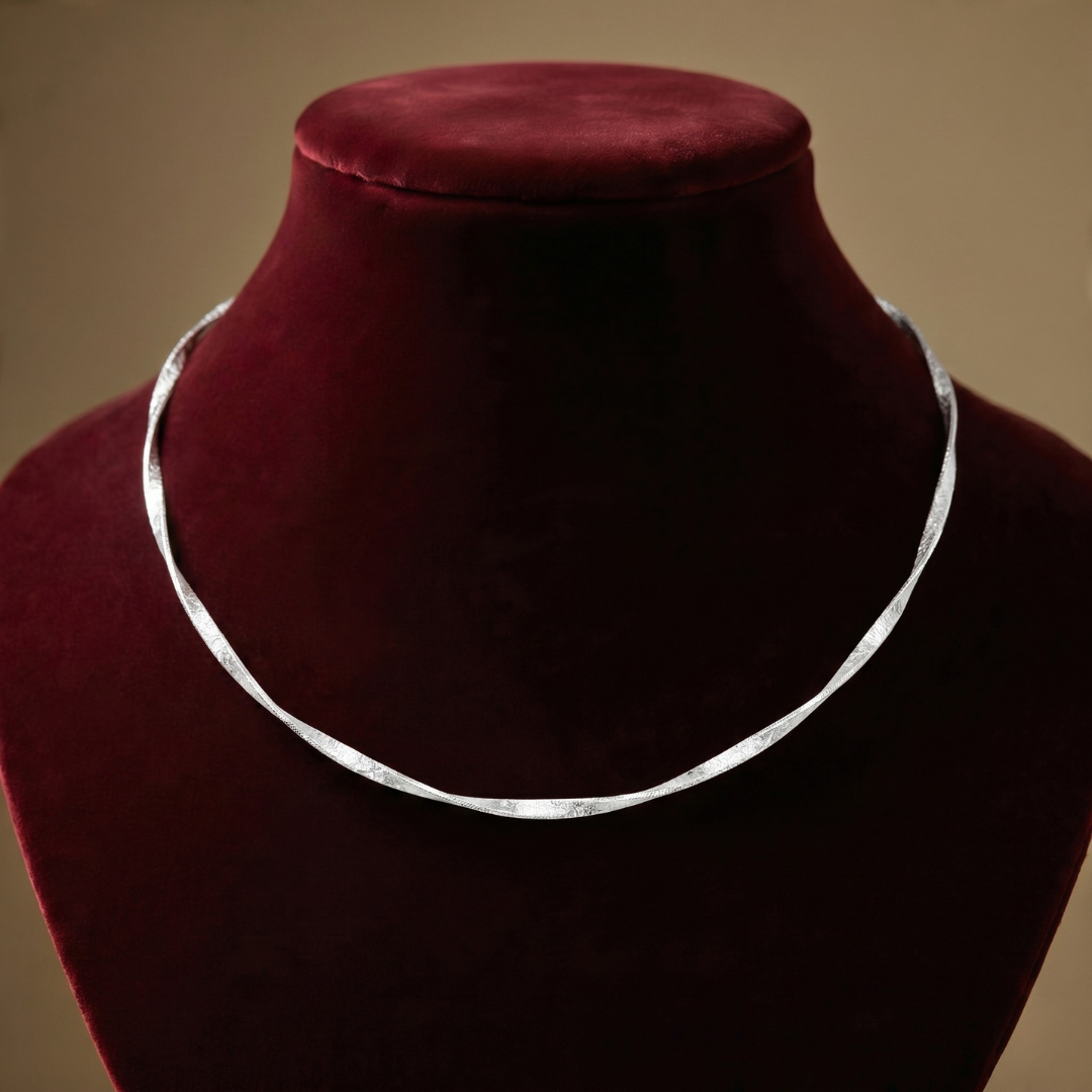 Blisse Allure – 925 Sterling Silver Sleek Texture Chain Necklace