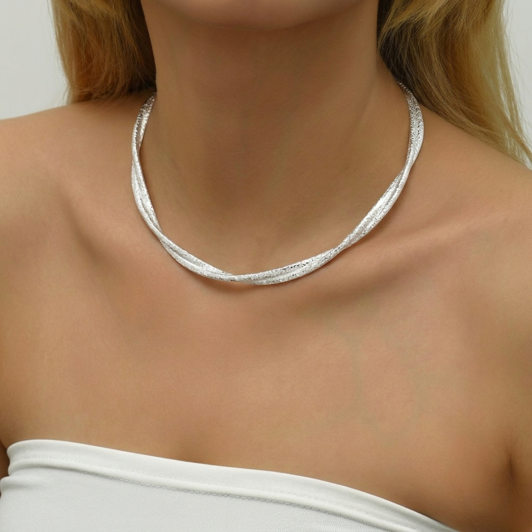 Blisse Allure – 925 Sterling Silver Sculpted Chain Necklace