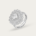 Blisse Allure – 925 Sterling Silver Double Halo Heart Statement Ring
