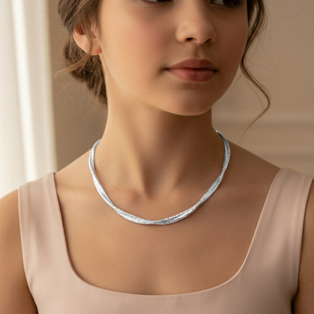 Blisse Allure – 925 Sterling Silver Sculpted Chain Necklace