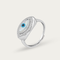 Blisse Allure – 925 Sterling Silver Modern Evil Eye Medallion Ring