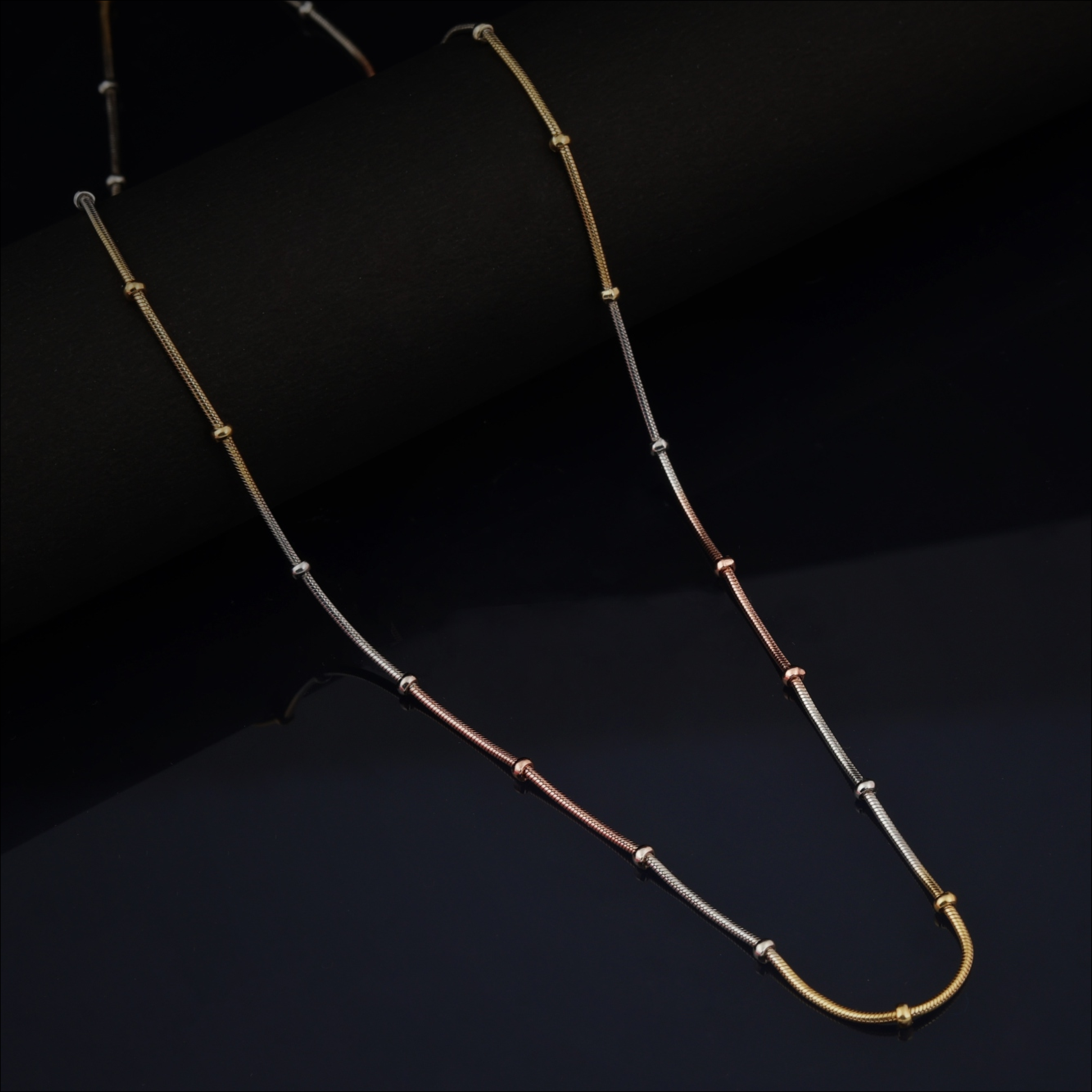 Blisse Allure 925 sterling silver Elegant Triple tone Beaded Chain for Men and Women