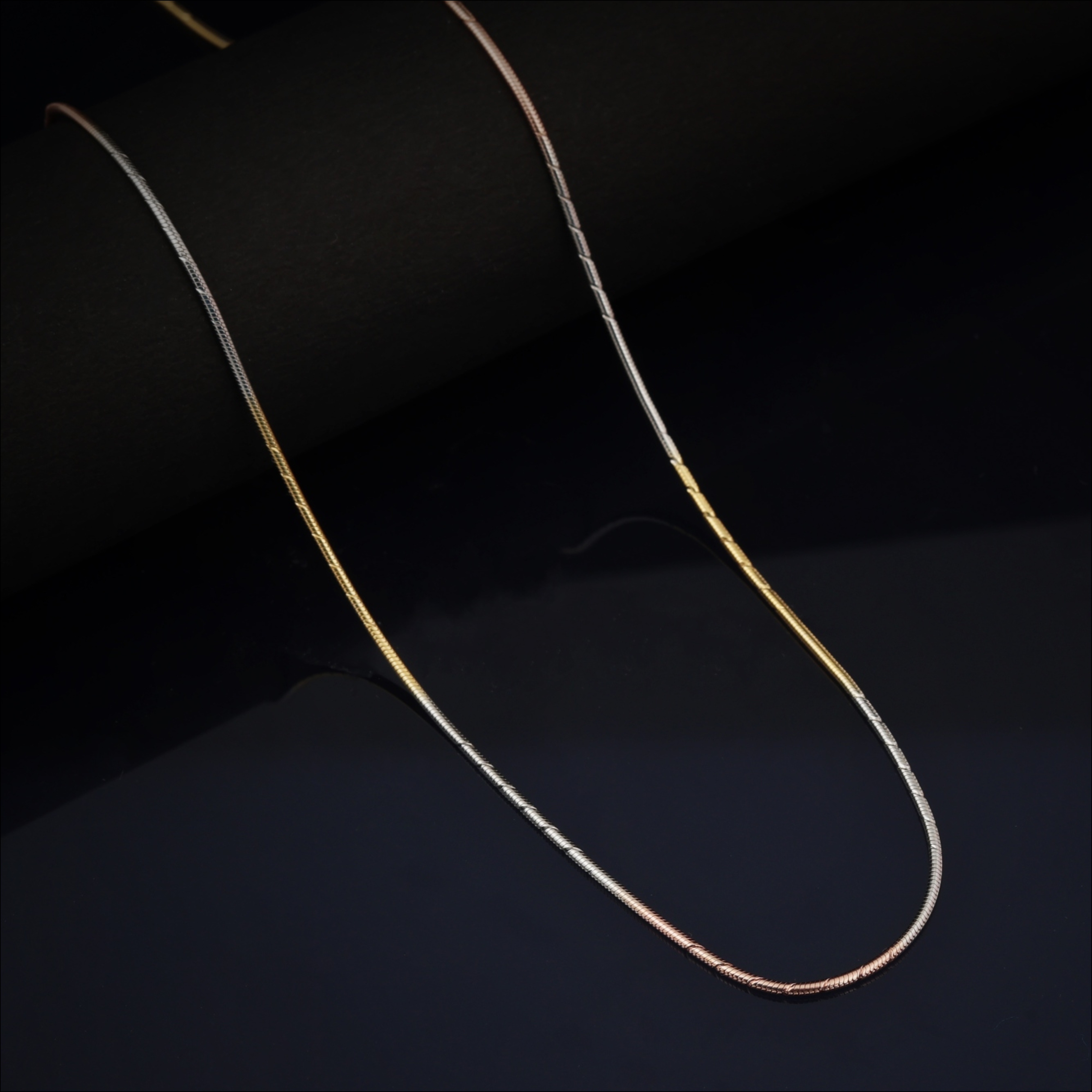 Blisse Allure 925 Sterling Silver Elegant Triple Tone Sleek Chain Men and women