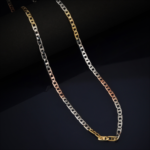 Blisse Allure 925 Sterling Silver Triple Tone Box Link Chain Necklace for Men and Women