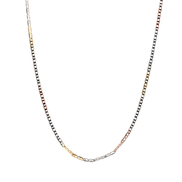 Blisse Allure 925 Sterling Silver Triple Tone Box Link Chain Necklace for Men and Women