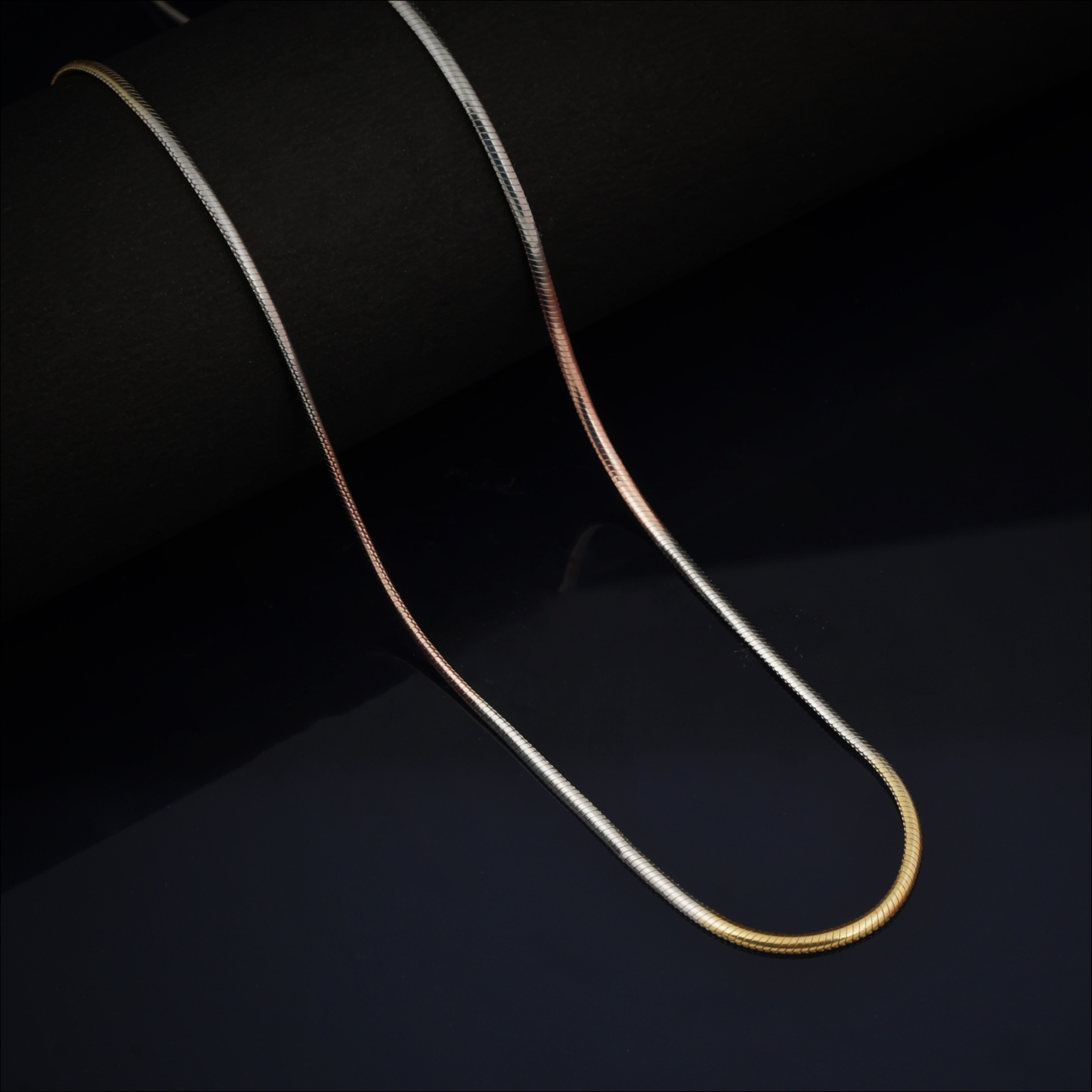Blisse Allure 925 Sterling Silver Triple Tone Snake Chain for Young Boys and Girls