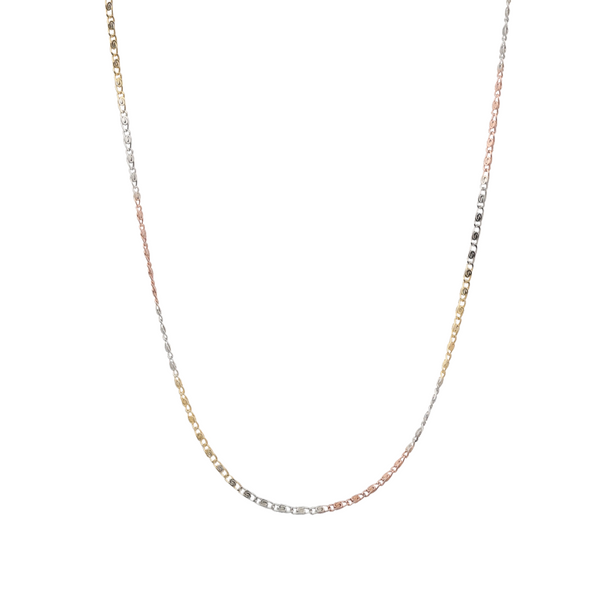 Blisse Allure 925 Sterling Silver Triple Tone Fine Link Chain For Young Boys and Girls