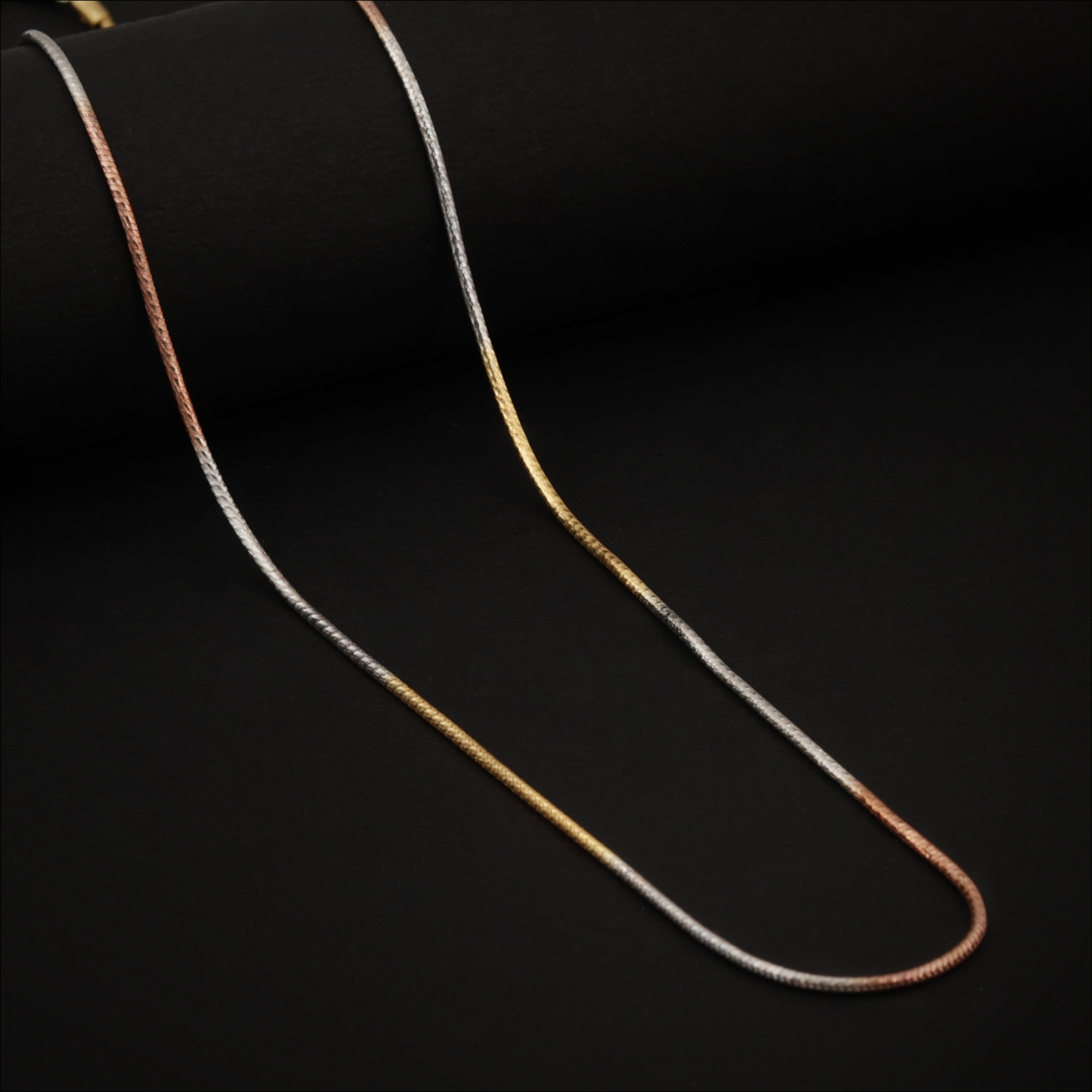 Blisse Allure 925 Sterling Silver Triple Tone Flat Snake Chain For Young Boys and Girls