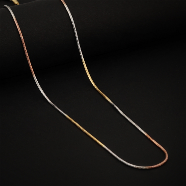 Blisse Allure 925 Sterling Silver Triple Tone Flat Snake Chain For Young Boys and Girls