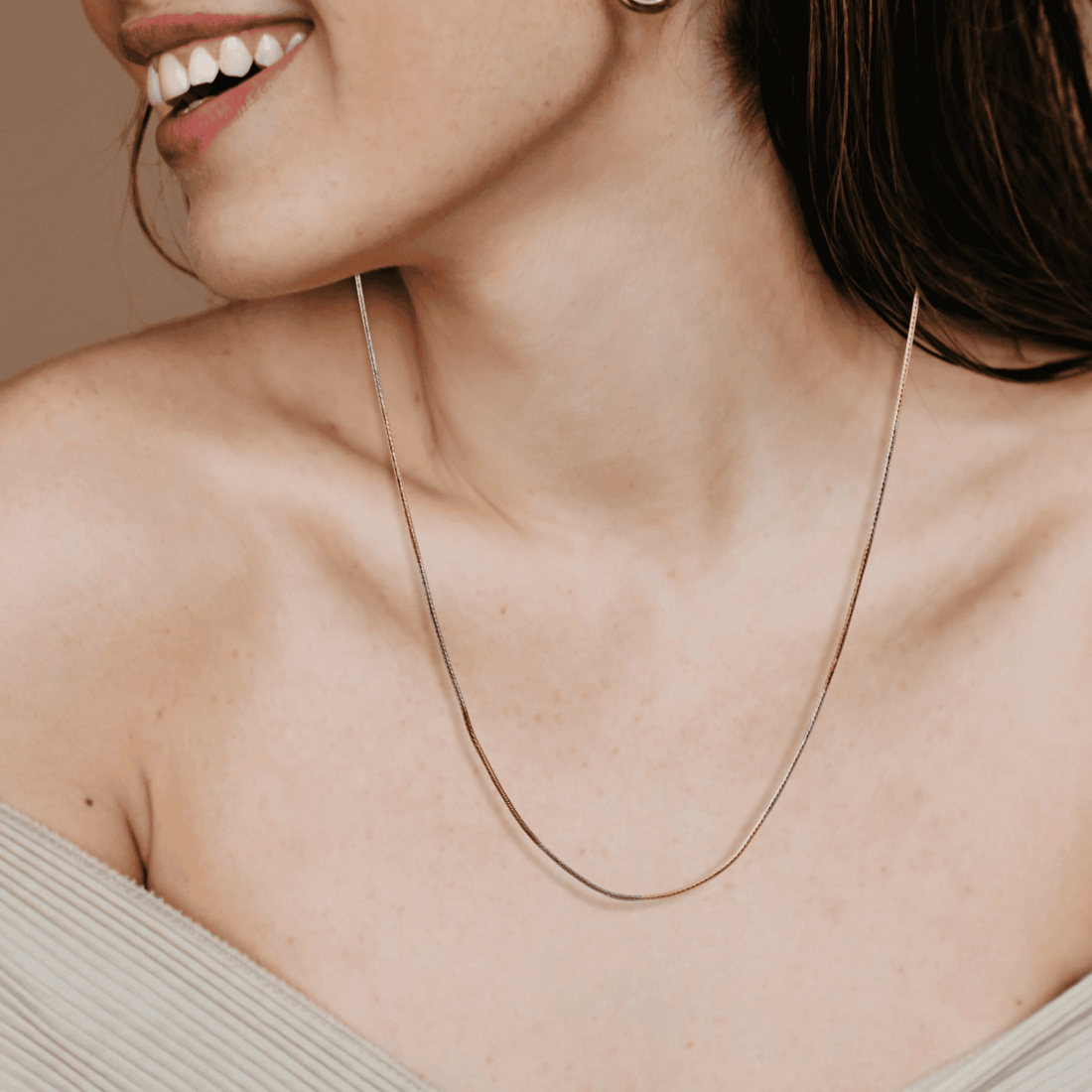 Triple Tone Flat Snake Chain Necklace for Women - Blisseallure.in