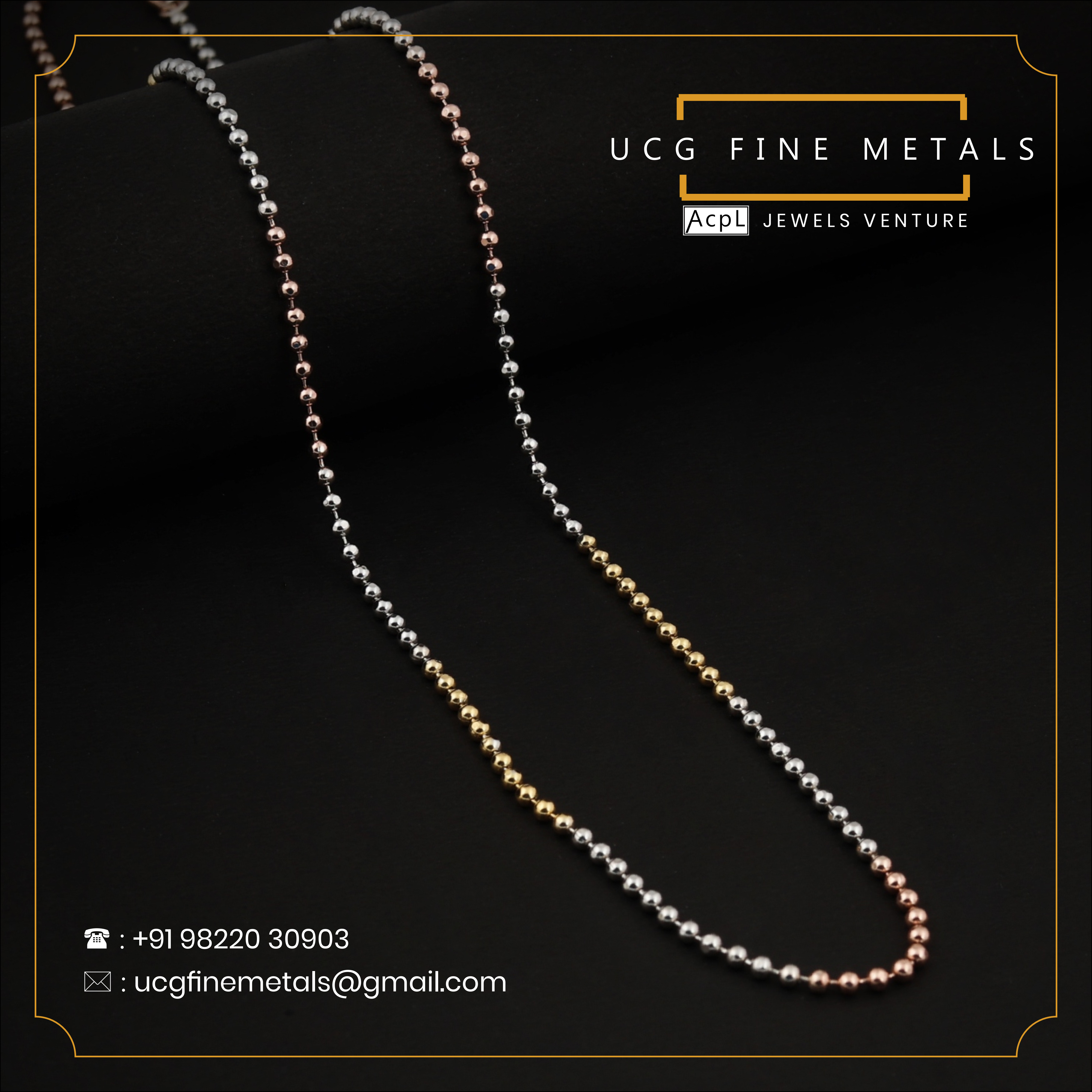 Blisse Allure 925 Sterling Silver Triple Tone Ball Bead Chain For Young Boys and Girls