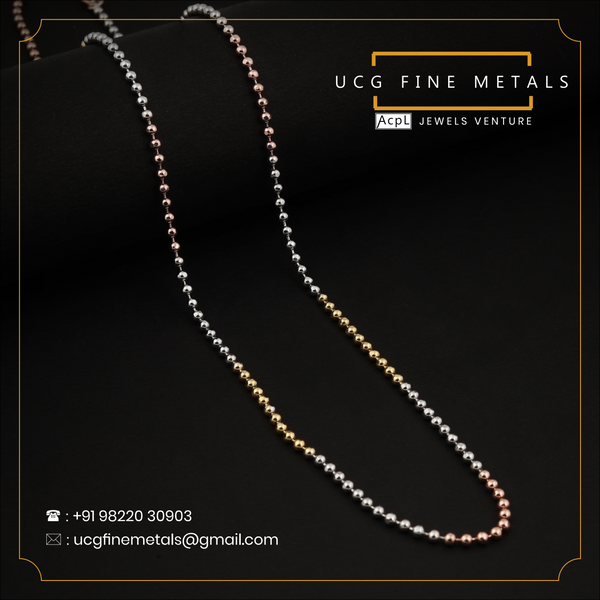 Blisse Allure 925 Sterling Silver Triple Tone Ball Bead Chain For Young Boys and Girls